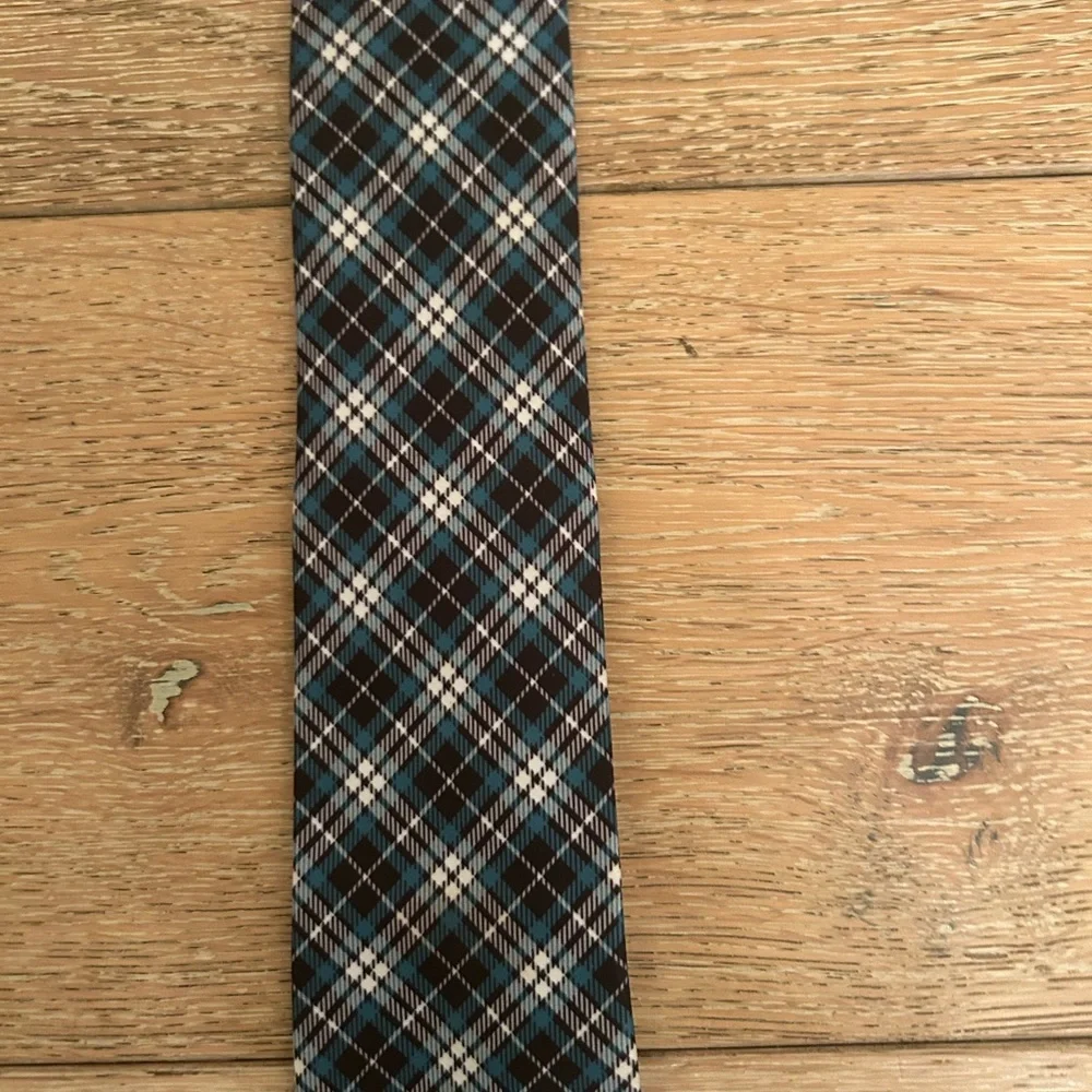 Classic Kids Plaid Tie in Black, White, and Blue